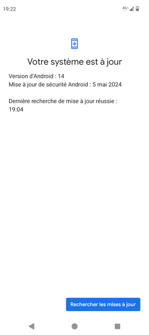 Si votre téléphone est à jour, vous verrez l'écran suivant
