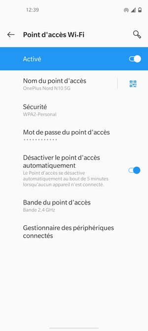 Votre téléphone est maintenant configuré pour être utilisé comme modem