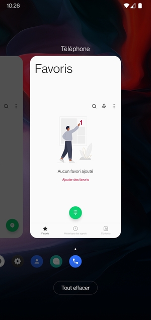 Sélectionnez Tout effacer pour fermer toutes les applications en cours d'exécution