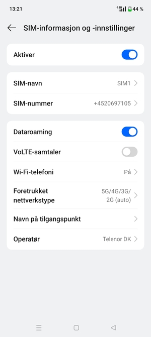 Slå Dataroaming på eller av