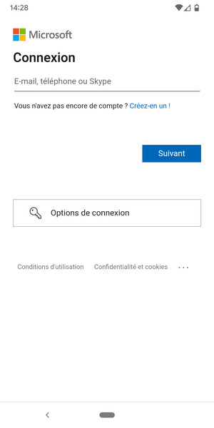 Saisissez votre adresse e-mail et sélectionnez Suivant