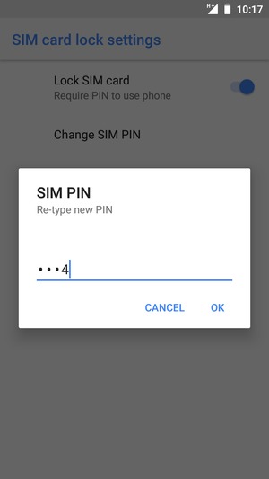 Confirm your new SIM PIN and select OK