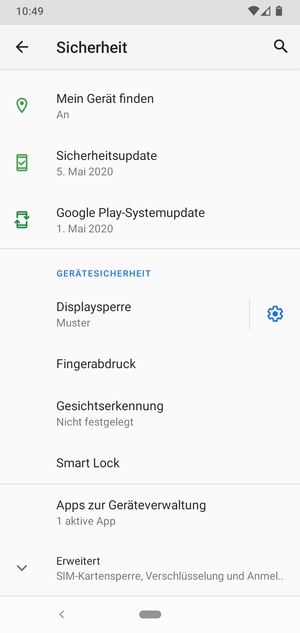 Um die PIN für die SIM-Karte zu wechseln, scrollen Sie und wählen Sie Erweitert