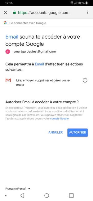 Sélectionnez AUTORISER