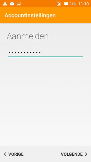 Voer uw wachtwoord in en selecteer VOLGENDE