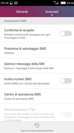 Seleziona Centro di assistenza SMS