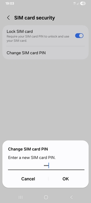 Enter your New SIM card PIN and select OK