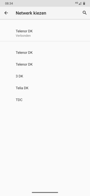 Selecteer een netwerkoperator uit de lijst