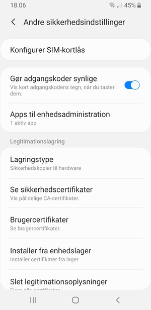 Vælg Konfigurer SIM-kortlås