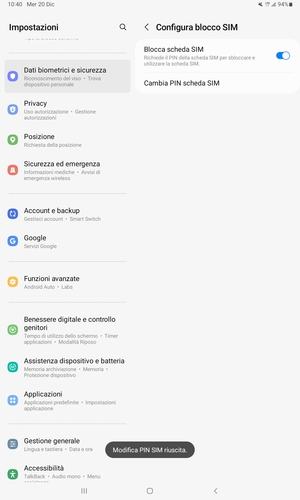 Il tuo PIN SIM è stato modificato