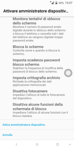 Scorri verso il basso e seleziona Attiva amministratore dispositivo