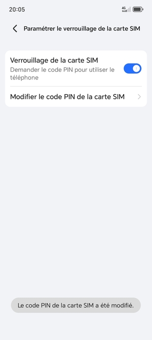 Votre code PIN de la carte SIM a été modifié