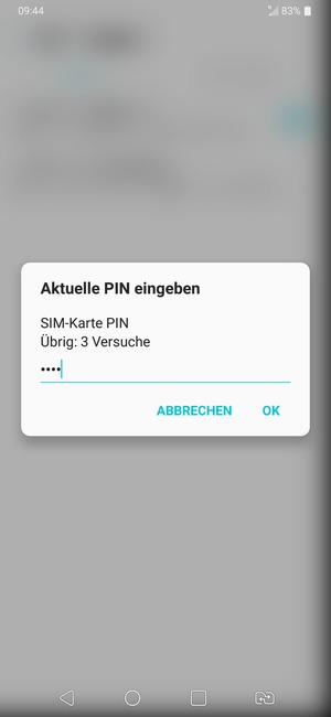 Geben Sie Ihre Aktuelle SIM-Karte PIN ein und wählen Sie OK