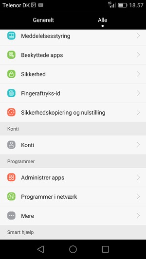Scroll til og vælg Konti