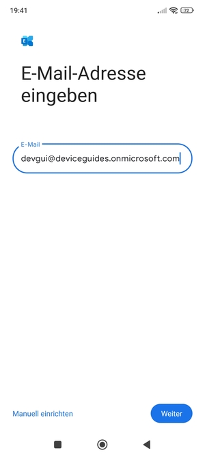 Geben Sie Ihre E-Mail-Adresse ein und wählen Sie Manuell einrichten