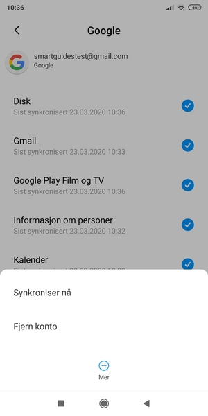 Velg Synkroniser nå