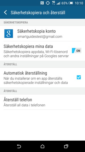 Återgå till Inställningar-menyn
