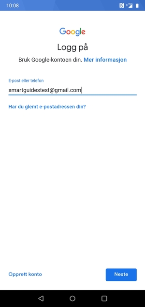 Skriv inn din Gmail-adresse og velg Neste
