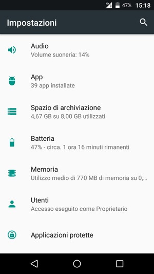 Scorri e seleziona Batteria