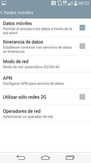 Para cambiar la red en caso de problemas de conectividad, seleccione Operadores de red