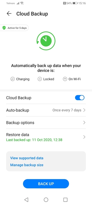 Select Restore data