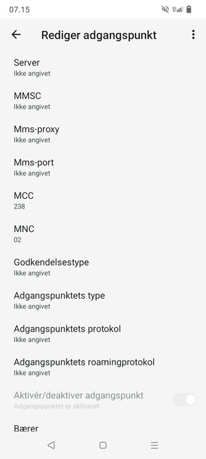 Scroll ned og indtast MMS-oplysninger