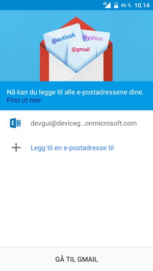 Velg GÅ TIL GMAIL