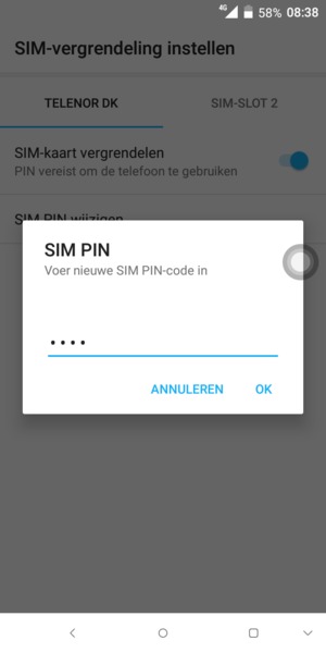 Voer uw Nieuwe SIM PIN in en selecteer OK
