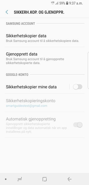 Slå på Sikkerhetskopier mine data