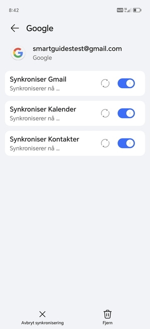 Din informasjon blir synkronisert