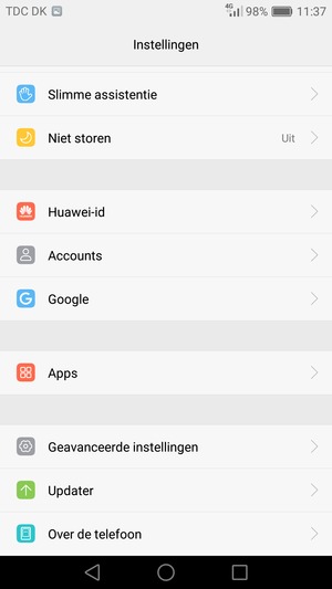 Scroll naar en selecteer Geavanceerde instellingen