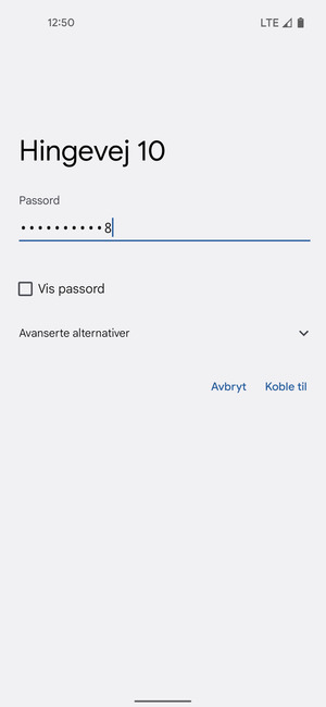 Skriv inn Wi-Fi-passord og velg Koble til