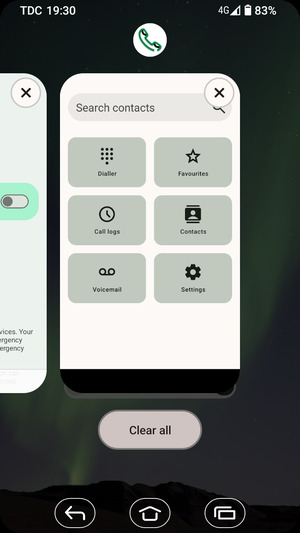 Select Clear all  to close all running apps