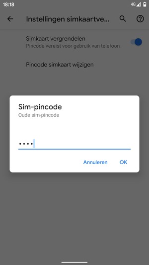 Voer uw Oude sim-pincode in en selecteer OK