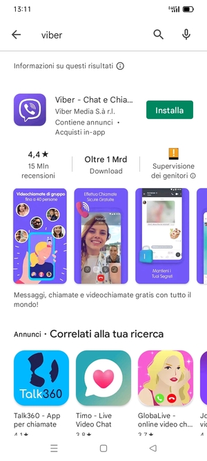 Seleziona l'applicazione