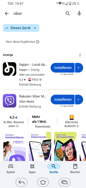 Wählen Sie die App