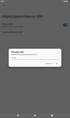 Inserisci PIN della SIM attuale e seleziona OK
