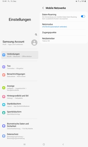 Schalten Sie Daten-Roaming an oder aus
