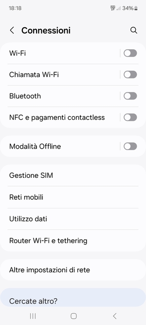 Seleziona Wi-Fi