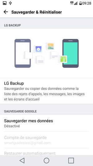 Sélectionnez Sauvegarder mes données