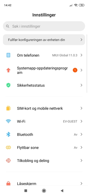 Velg Om telefonen