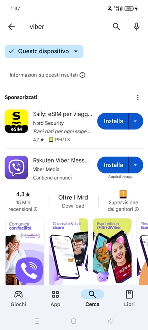 Seleziona l'applicazione