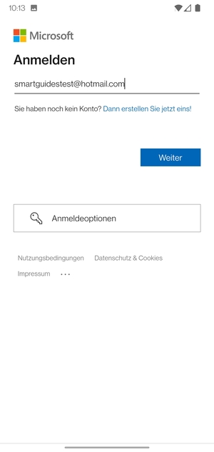 Geben Sie Ihre E-Mail-Adresse ein und wählen Sie Weiter