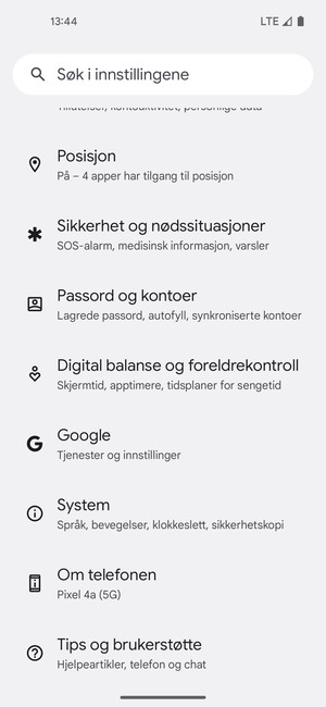Bla til og velg System