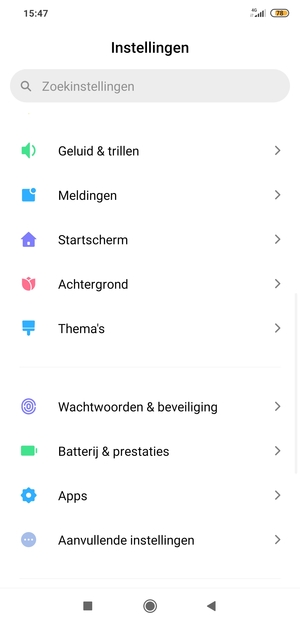 Scroll naar en selecteer Wachtwoorden & beveiliging