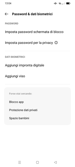 Seleziona Imposta password schermata di blocco