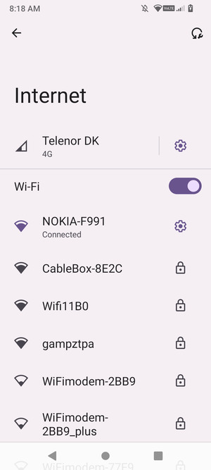 Select the wireless network you want to connect to