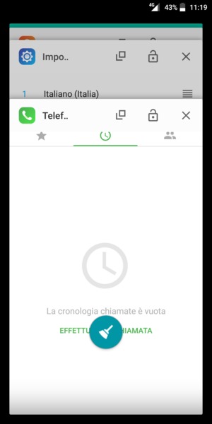 Seleziona l'icona Elimina per chiudere tutte le applicazioni in esecuzione