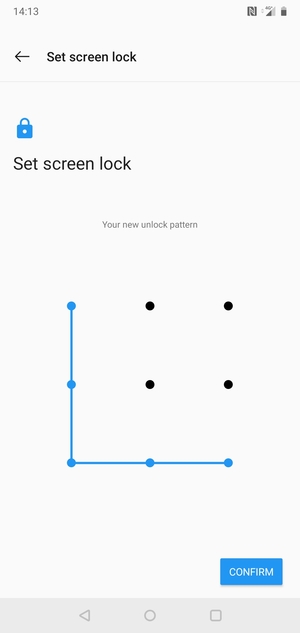 Draw the unlock pattern again and select CONFIRM