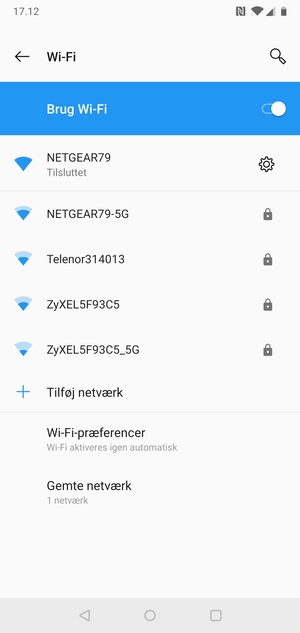 Du er nu tilsluttet Wi-Fi netværket